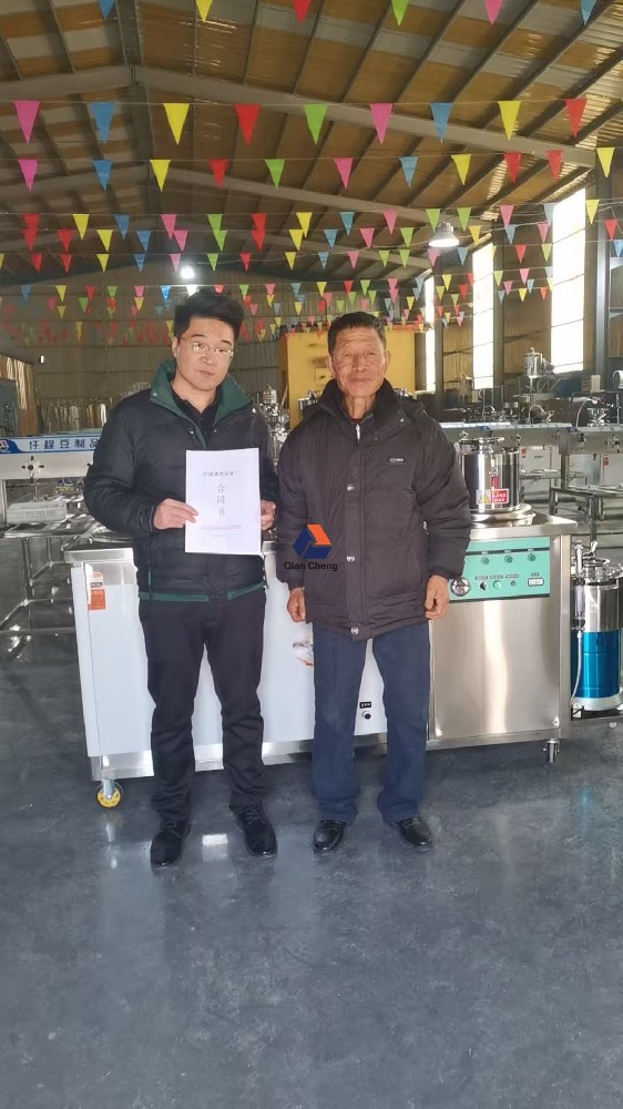 河北客户签约-双桶双磨单压制全自动豆腐机